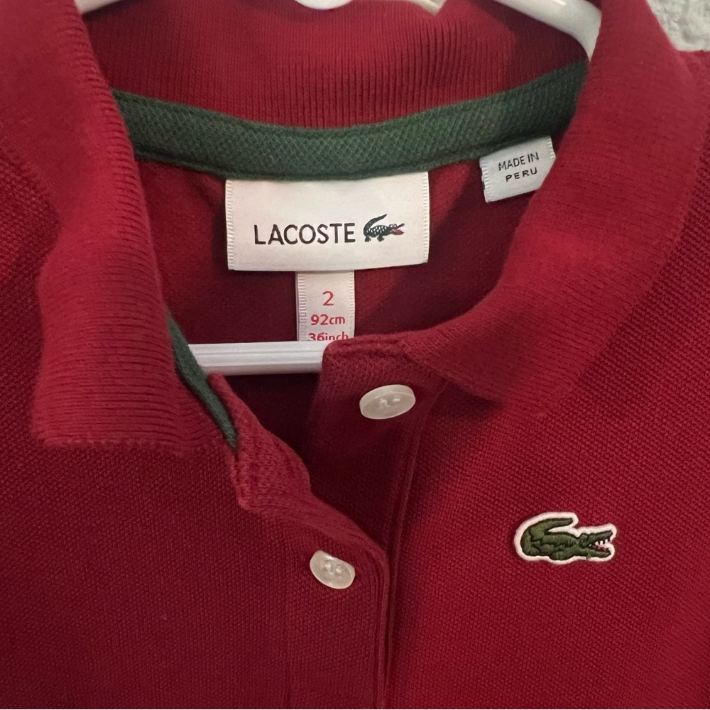 EUC Lacoste Kids' Piqué Red Polo Dress - Picture 4 of 6